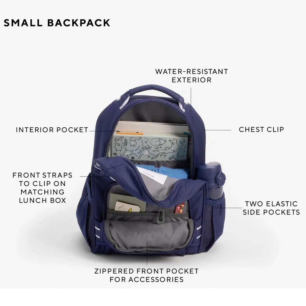 Pottery Barn Kids Mackenzie Small Backpack Navy Butterfly Aqua Trim School Bag